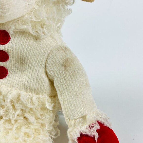 Vintage Lamb Chop By Nanco Plush Doll 10"Furry Outfit Black Eyes Red Mittens Cut - Picture 8 of 9
